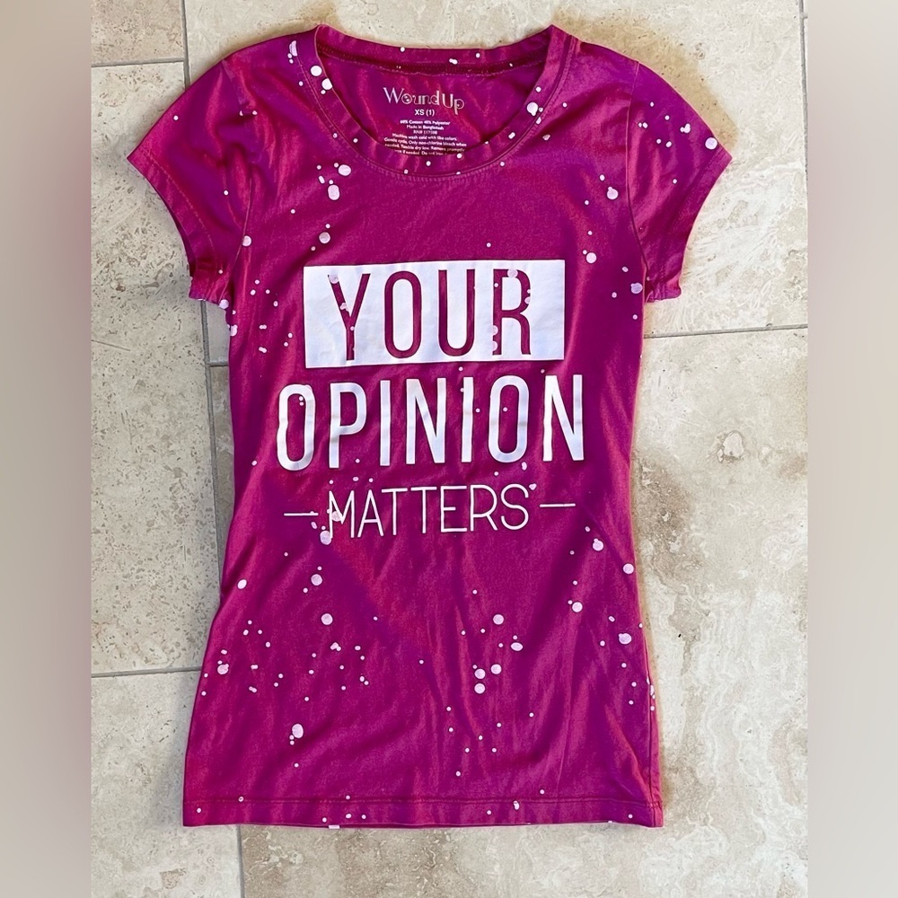 NWOT Wound up “your opinion matters” XS human rights, Equality